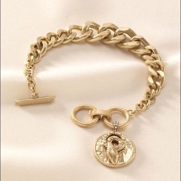 Stella & Dot Heritage Charm Coin Necklace & Bracelet Set - Vintage Gold - Picture 2 of 9